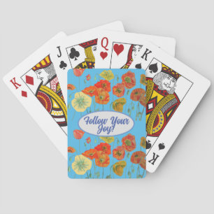 Jeu De Cartes Poppies de pavot rouge Orange floral Bleu Votre jo