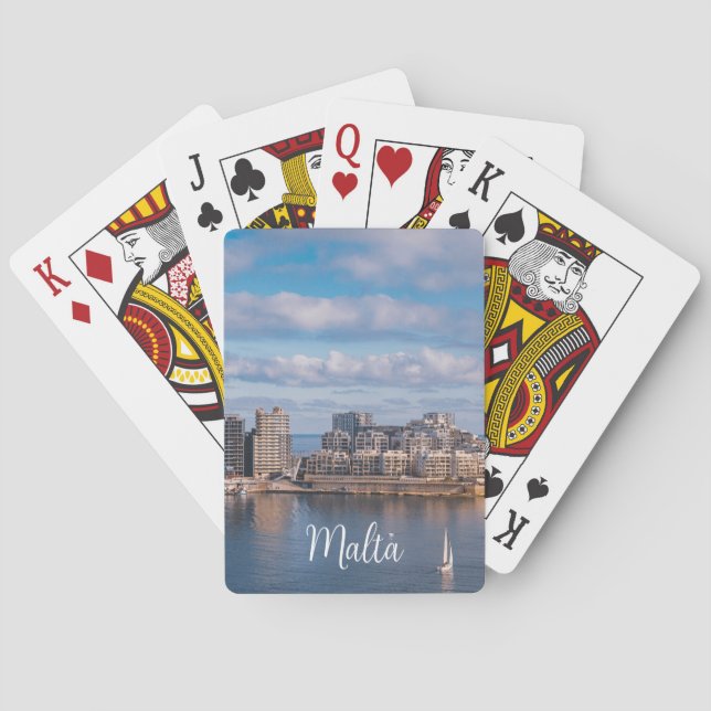Jeu De Cartes Port de Sliema et gratte-ciel à Malte (dos)