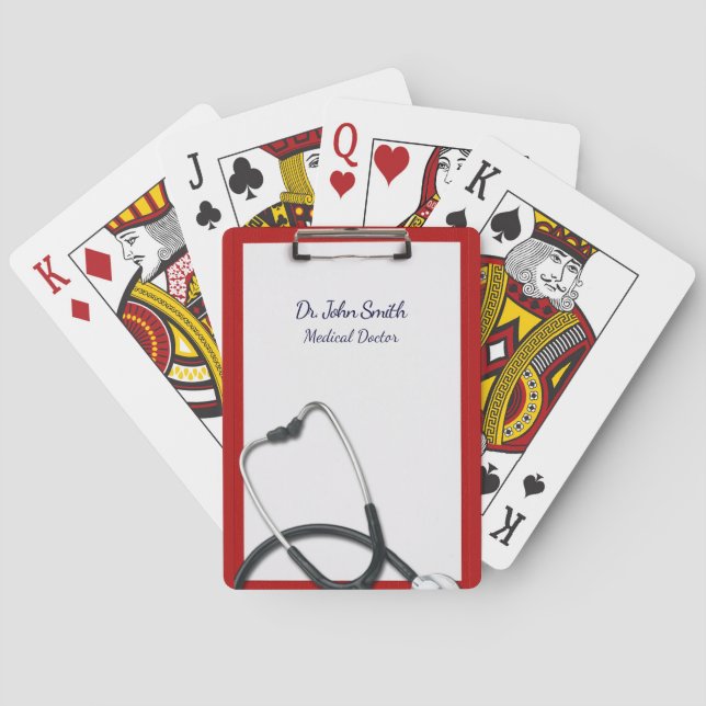 Jeu De Cartes Porte - bloc Médicale avec rouge stéthoscope (dos)