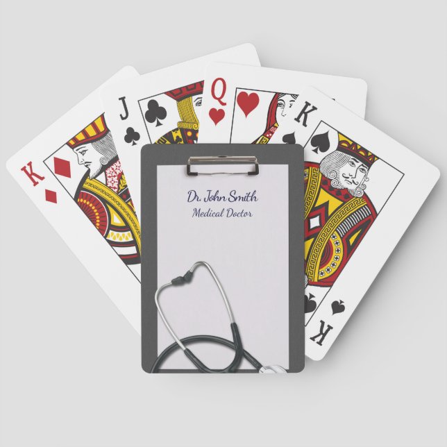 Jeu De Cartes Porte - bloc Médicale gris avec Stethoscope (dos)
