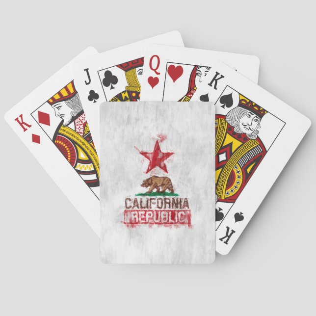 Jeu De Cartes Porte-drapeau de Californie dans un style pictural (dos)
