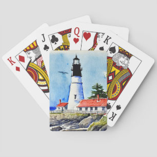 Jeu De Cartes Portland Head Light Maine Watercolor