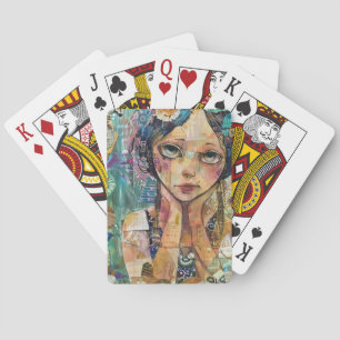 Jeu De Cartes Portrait d'art en collage multimédia (8)