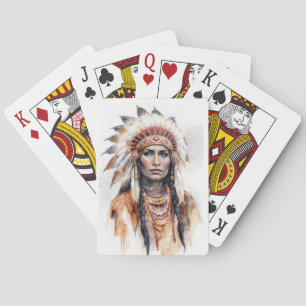 Jeu De Cartes Portrait d'une femme américaine natale aquarelle p