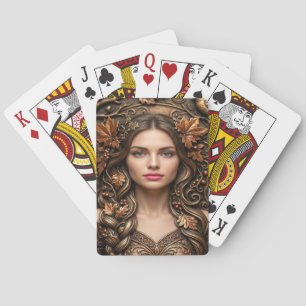 Jeu De Cartes Portrait Élégant de la Forêt dans l'Art Bronze Emb