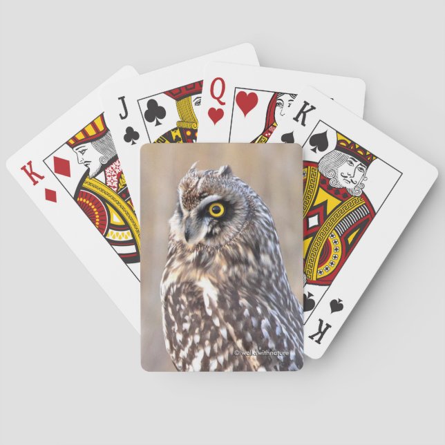 Jeu De Cartes Portrait étonnant d'un hibou à court terme (dos)