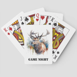 Jeu De Cartes Portrait majestueux de l'élan à l'aquarelle, perso