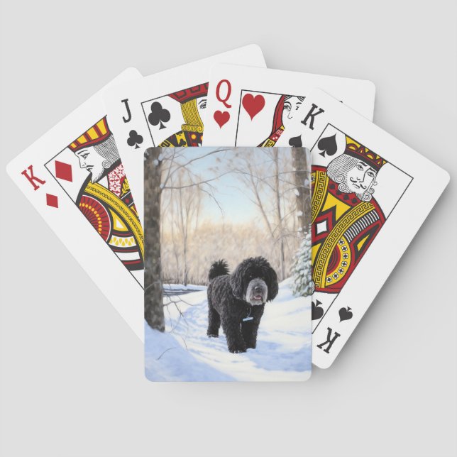 Jeu De Cartes Portugais Water Dog Laisser neiger Noël (dos)