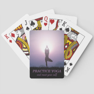 Jeu De Cartes Pose d'arbre Yoga Noir Violet Vrksasana