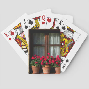 Jeu De Cartes Pots de fleurs de fenêtre dans un village