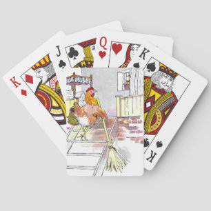 Jeu De Cartes Poule au balai montant l'escalier vers la chambre