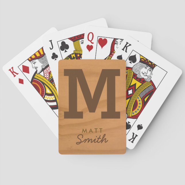Jeu De Cartes pour lui un monogramme stylisé sur le faux bois (dos)