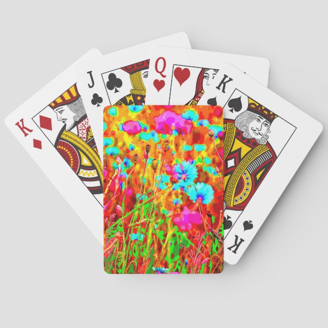 Jeu De Cartes Pré sauvage dans l'art pop fleuri (dos)