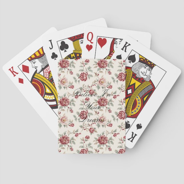Jeu De Cartes Pretty Chic Red Cream Floral  (dos)