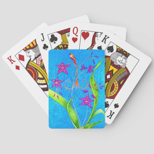 Jeu De Cartes Pretty Little Orchid Bird  (dos)