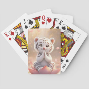 Jeu De Cartes Prière sereine : Petit tigre blanc sur Lotus