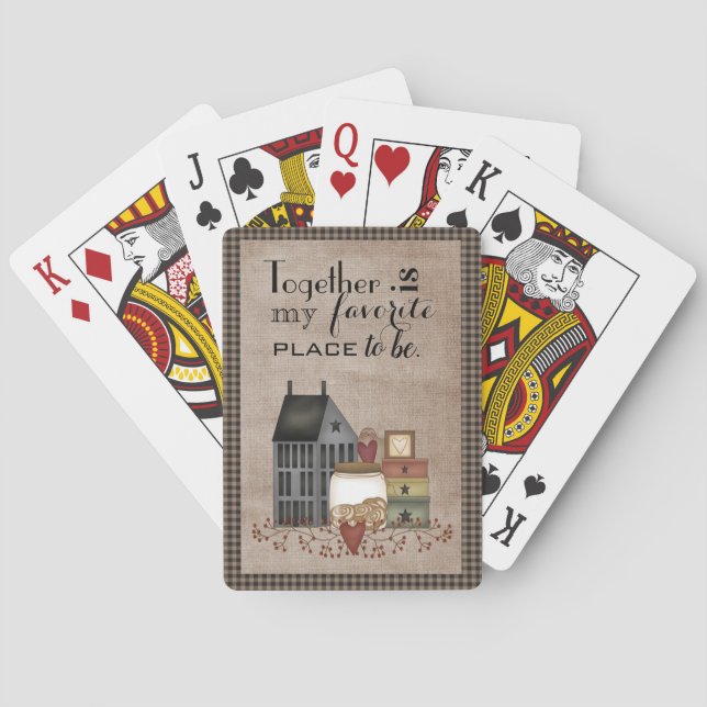 Jeu De Cartes Primitive Country Folk Art Together Disant (dos)