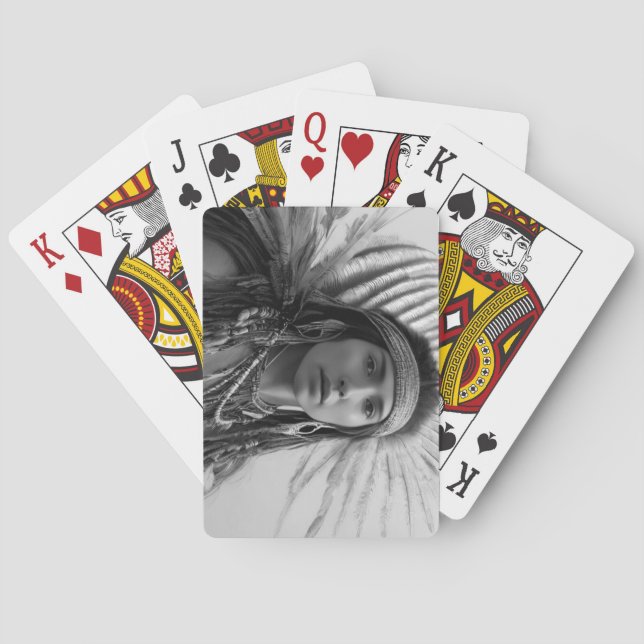 Jeu De Cartes Princesse de guerrier amérindienne noire et blanch (dos)