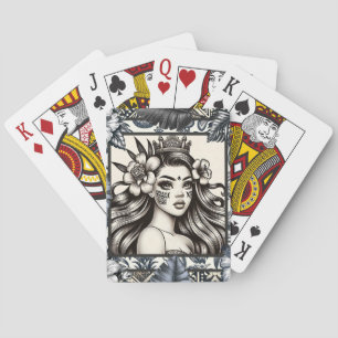 Jeu De Cartes Princesse polynésienne Bleu Floral Tribal