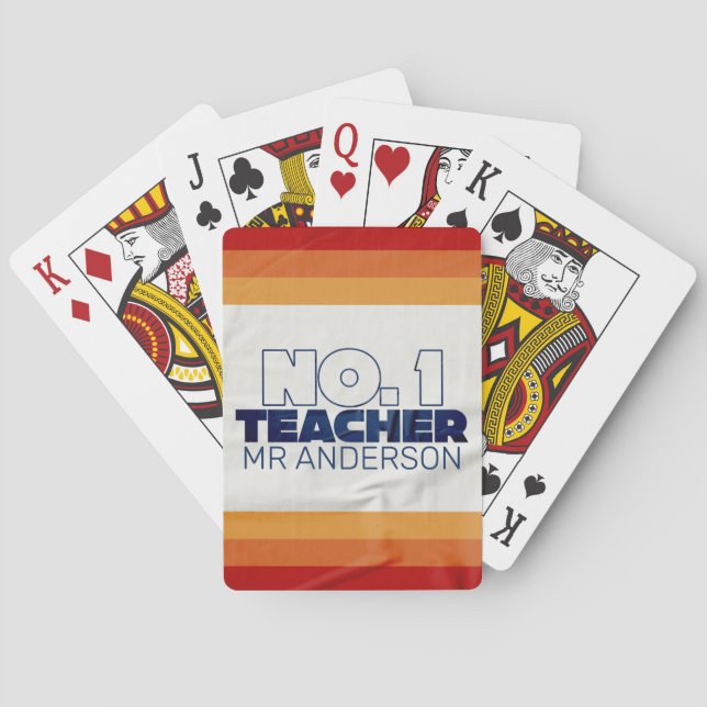 Jeu De Cartes Professeur rétro moderne bleu rouge sac fourre-tou (dos)