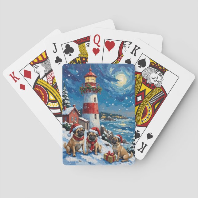 Jeu De Cartes Pug Christmas Lighthouse Holiday (dos)