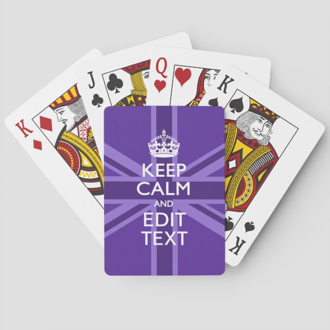 Jeu De Cartes Purple Elegance Gardez Le Calme Votre Texte Union  (dos)
