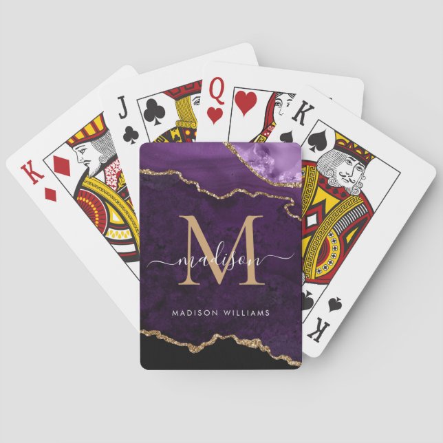 Jeu De Cartes Purple Violet Gold Agate Geode Glitter (dos)
