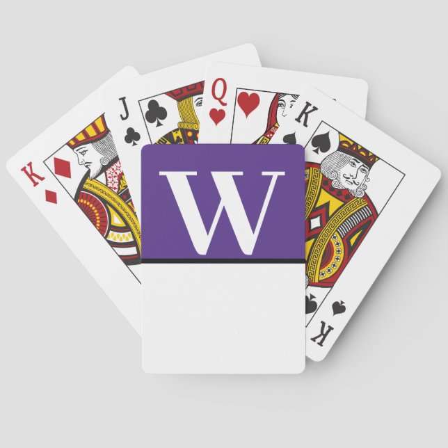 Jeu De Cartes Purple & White College Monogramme Jouer Cartes (dos)