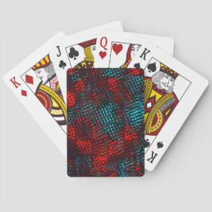 Jeu De Cartes Quadriculados riscados em vermelho e azul claro.