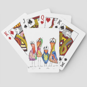 Jeu De Cartes Quatre Beaux Oiseaux Whimsical Colorés