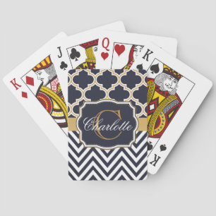 Jeu De Cartes Quatrefoil Chevron Monogram
