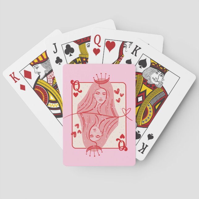 Jeu De Cartes Queen of Hearts Red and Pink Preppy Art (dos)