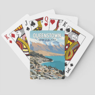 Jeu De Cartes Queenstown New Zealand Travel Art Vintage