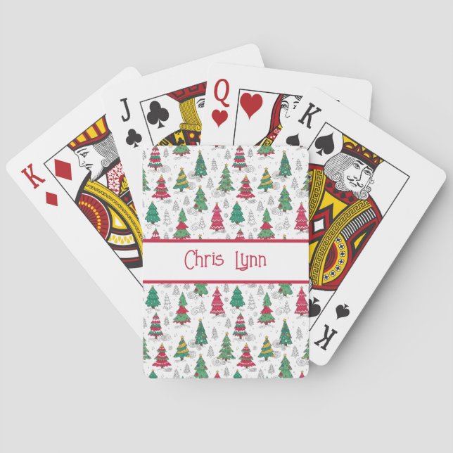 Jeu De Cartes Quirky Whimsical Decorated Christmas Trees Doodles (dos)