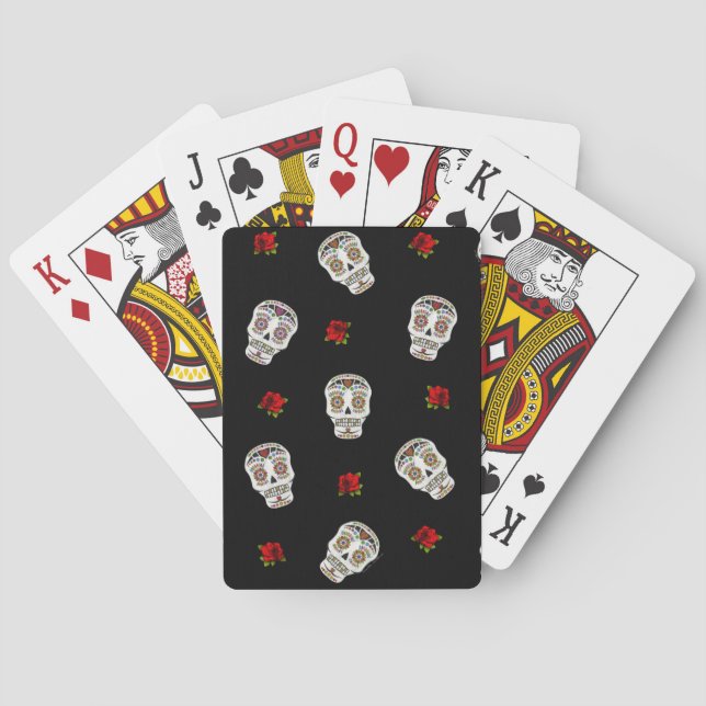 Jeu De Cartes RAB Rockabilly Sugar Skulls Roses On Black (dos)