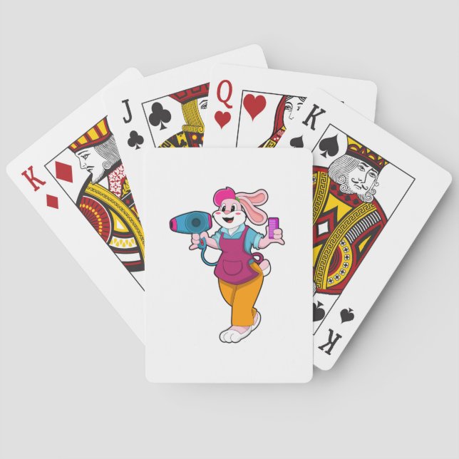 Jeu De Cartes Rabbit as Hairdresser with Hair dryer & Comb (dos)