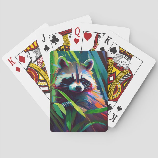 Jeu De Cartes Raccoon Animal Portrait Peinture Faune En Plein Ai (dos)