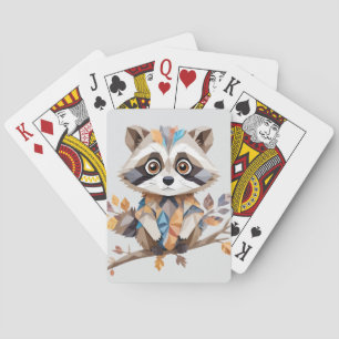 Jeu De Cartes Raccoon Jouant adorable animal amusant coloré heur