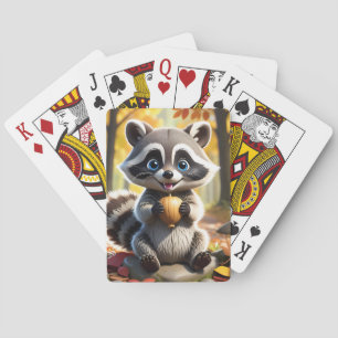 Jeu De Cartes Racon de style Cute Kawaii tenant un gland