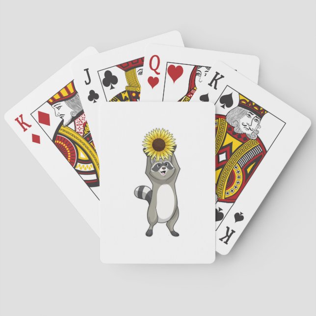 Jeu De Cartes Racoon avec tournesol (dos)