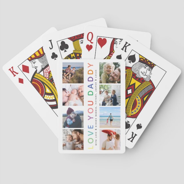 Jeu De Cartes Rainbow 'LOVE YOU DADDY' Photo Collage Keepsaké (dos)