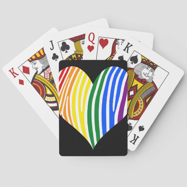 Jeu De Cartes Rainbow Zebra Stripes Coeur (dos)