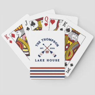 Jeu De Cartes Rames nautiques rouges et bleus Maison du lac rayé