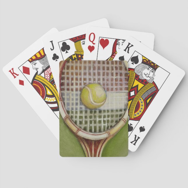 Jeu De Cartes Raquette de tennis avec balle posée sur le court (dos)