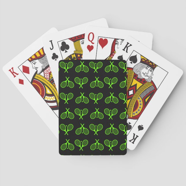 Jeu De Cartes Raquettes de tennis vert en néon fluorescent Racqu (dos)