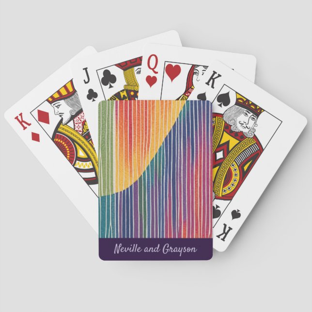 Jeu De Cartes Rayures arc-en-ciel avec vague (dos)