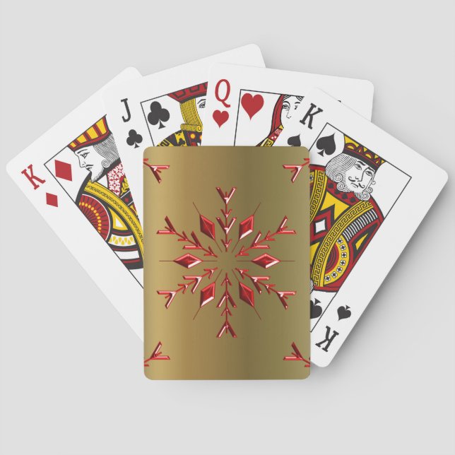 Jeu De Cartes Red Christmas Stars on Gold (dos)