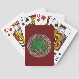 Jeu De Cartes Red Shamrock On Celtic Knots Playing Cards