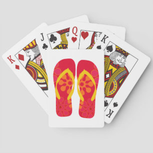 Jeu De Cartes Red Summer Beach Flip Flops Jouer des cartes