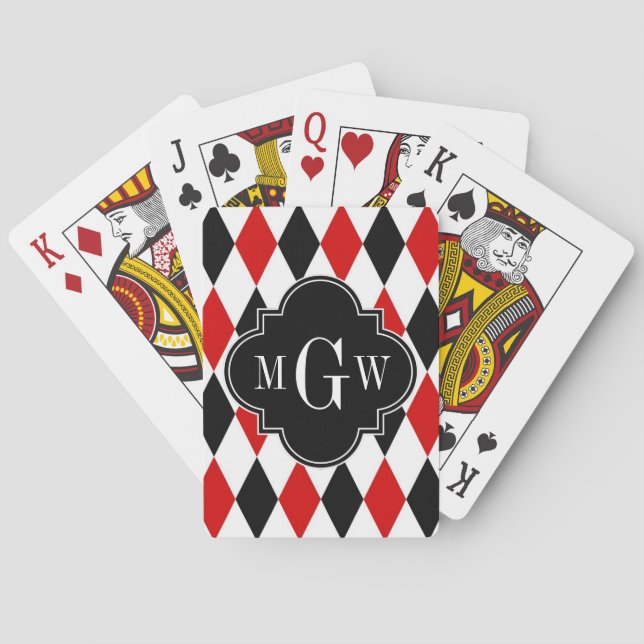 Jeu De Cartes Red What Black Harlequin noir Quatrefoil noir 3 Mo (dos)